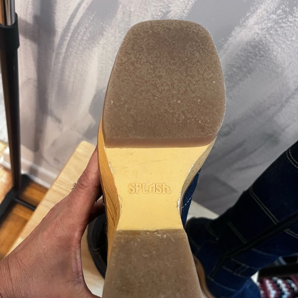 Vintage Splash Patchwork Denim Platform Wedge Boots. Y2K Statement.  Size 7 - Picture 9 of 14